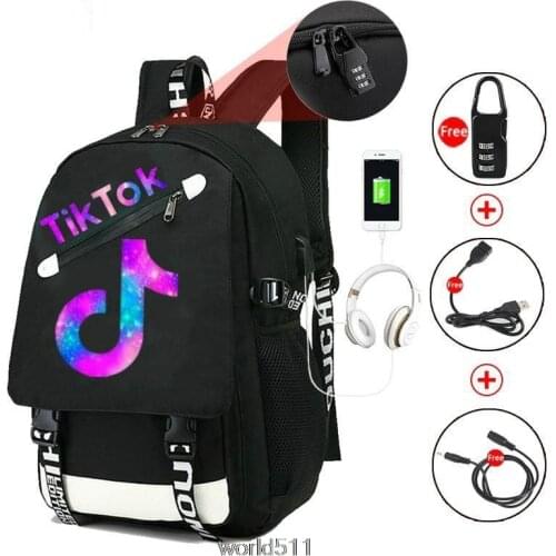 Tik Tok Woman Usb Charger Backpacks 3D Print Boys Girls Teenager School Bags Oxford Waterproof Unisex Travel Outdoor Bags Gift