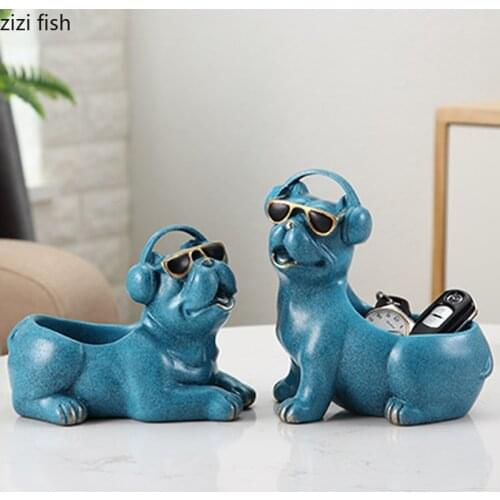 Sunglasses Headset Animal Resin Storage Ornaments Dog Elephant Pig Deer Storage Box Home Desktop Key Organize Disk Statue Crafts