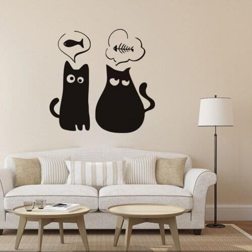 Cute Cat Fashion Wall Stickers Funny Cat Stickers Living Room Decor Tv Wall Decor Child Kids Bedroom Vinyl Home Decor