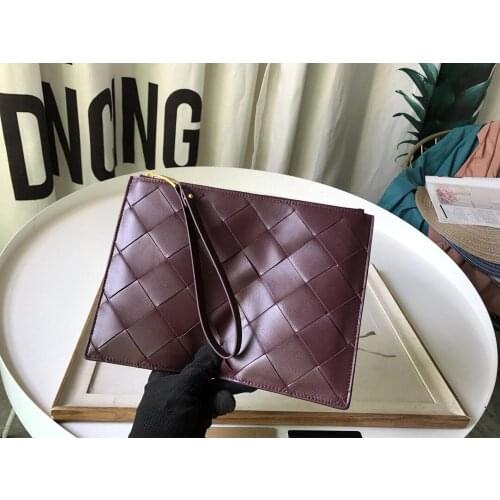 2020 Newest Men/Woman Clutch Bag 100% Sheep Skin Woven Bag Fashion Design Simple Envelope Bag Large Capacity