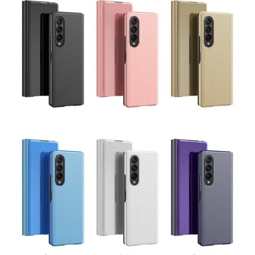 Ultra-thin Vertical Mirror Phone Case Shockproof Anti-inclusive Protective Cover for Samsung Galaxy Z Fold 3 Phone Accessories