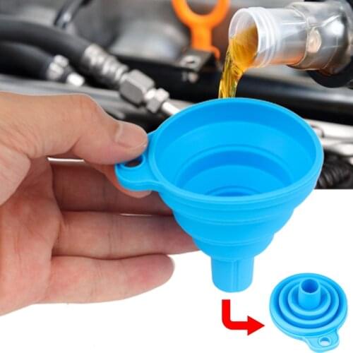 Universal Car Auto Engine Funnel Gasoline Oil Fuel Petrol Diesel Liquid Washer Fluid Change Fill Transfer Collapsible Silicone