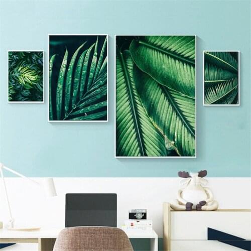 Green Plant Nordic Home Decor Canvas Art Painting Wall Art Poster Living Room Bedroom Fresh Realist Vivid Picture Backdrop Print