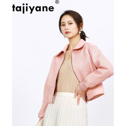 Tajiyane Spring Autumn Sheepskin Coat Korean Real Genuine Leather Jacket Streetwear Moto Hollow Out Women Jackets 9951 WPY337