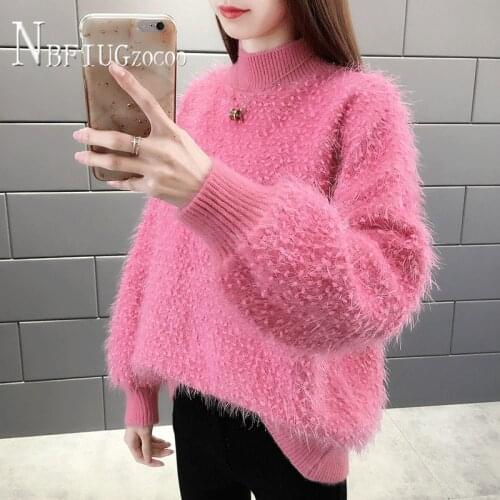 Fairy Turtleneck Women Sweater Autumn Winter Thick Imitation Mink Hair Female Bottoming Sweaters