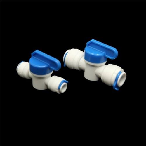 1/4" 3/8" Inline Tube Tap Shut Off Ball Valve Quick Fitting Connection Aquarium RO Water Filter Reverse Osmosis System