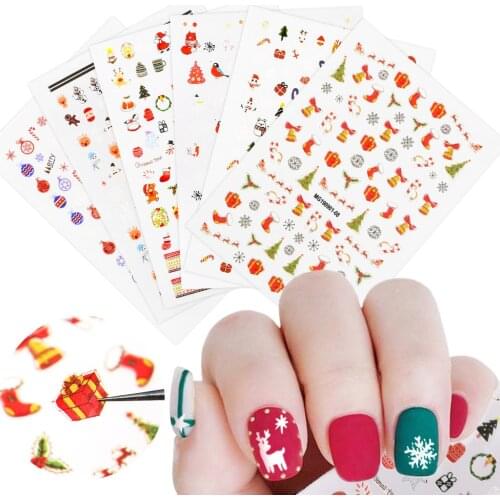 1 Sheet Christmas series Image3D Self-Adhesive Snowflake Santa 3D Nail Stickers Nail Art Decorations Nail Decals Design