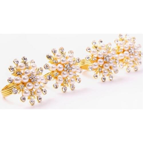 12PCS European style pearl inlaid napkin buckle hotel restaurant table decoration napkin ring