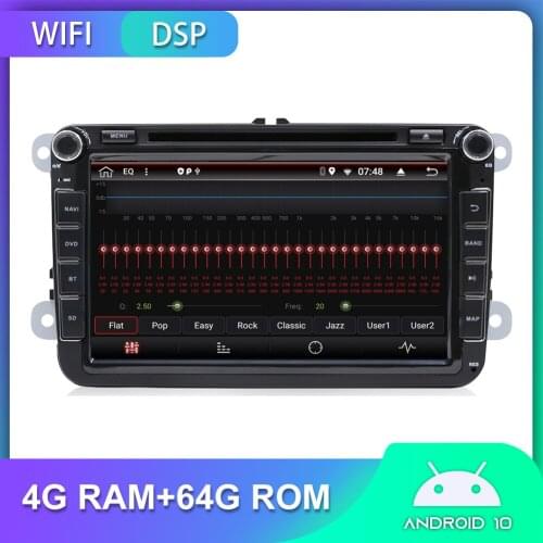 2 DIN Car DVD Player 4G+64G Autoradio Android 10 For Volkswagen passat b6 golf polo tiguan eos Mirror Link RDS FM AM DAB OBD GPS