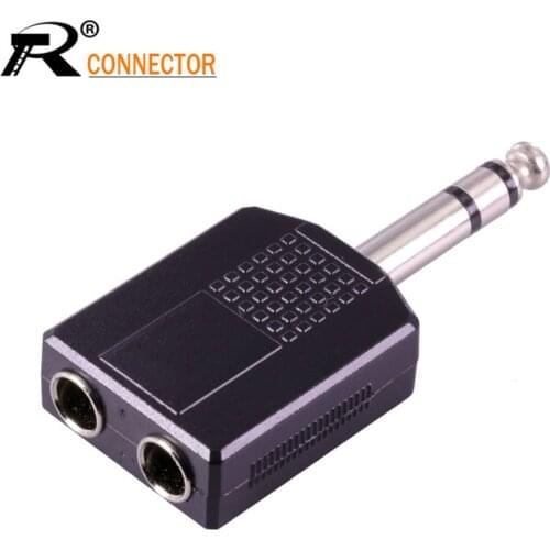 3Pcs Double Stereo Jack 6.35 Connector 6.35mm Speaker 3Pole Plug to 2x6.35mm mono JACK Connector/audio adapter