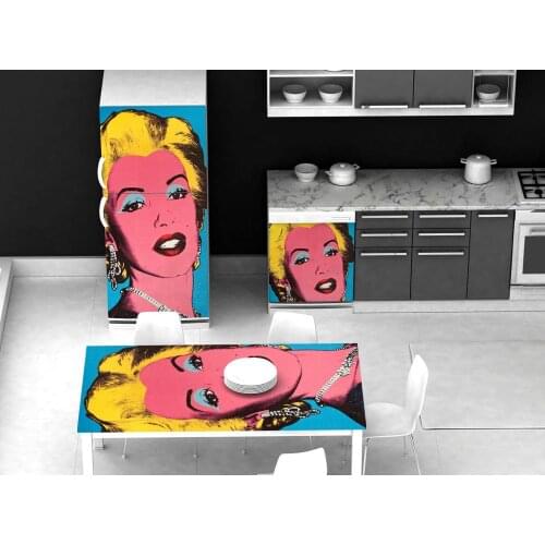 3D Table Refrigerator Wrap Famous Beauty Painting Freezer Sticker Kids Art Fridge Door Cover Wallpaper Kitchen Accessory