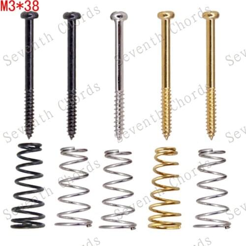 8 Pcs Electric Bass Guitar Pickup Mounted Adjust Height Screws and Conical Springs M3*38mm - Silver & Black & Gold for choose