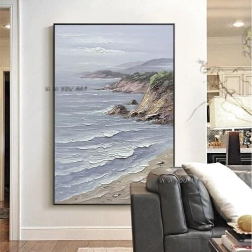 Modern Hand Painted Abstract Landscape Art Wall Canvas Oil Painting Beautiful Seascape Picture Home Decoration gift home decora