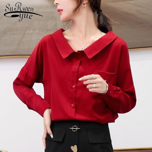 White Shirt Women Peter Pan Collar Blouse Tops 2021 Long Sleeve Clothes chemisier femme nouvelle collection blouse women 7162 50