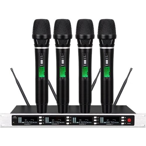 Bolymic 4 x 100 Channel Wireless Microphone System SKM Handheld True Diversity Mic Mikrofon Long range of wireless transmission