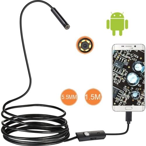 1/1.5/2m 7/5.5mm Lens Endoscope HD 480P USB OTG Snake Endoscope Waterproof Inspection Pipe Camera Borescope For Android Phone PC