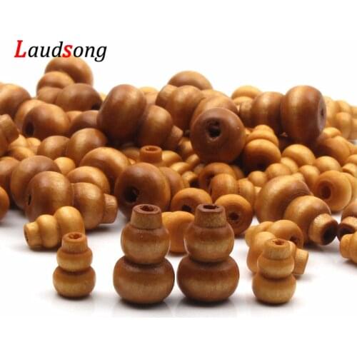 50pcs Natural Wood Coffee Color Gourd Wooden Beads For Jewelry Making Fit Necklace Bracelet Interface Beaded