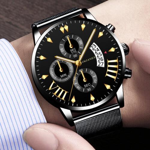 Men Watches 2020 Luxury Top Men Stainless Steel Mesh Date Calendar Watch Men Business Ultra Thin Quartz Watch Relogio Masculino