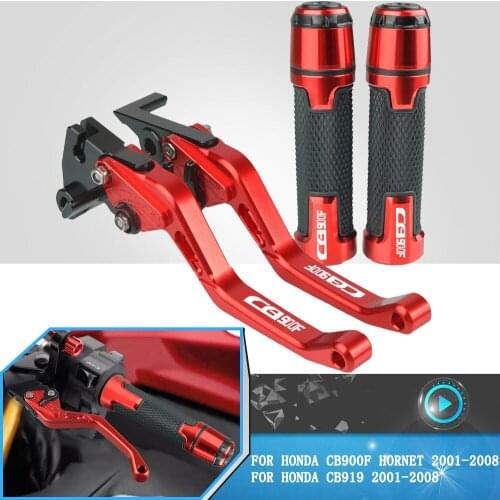 For Honda CB900F Hornet CB919 CB 919 2001 2002 2003 2004 2005-2008 Motorcycle Adjustable Brake Clutch Levers + Grips Accessories