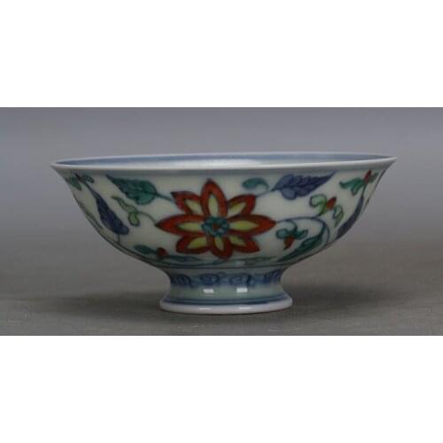 Antique MingDynasty porcelain bowl,Colorful flowers tall bowl,Hand-painted crafts,Decoration,Collection&Adornment,Free Shipping