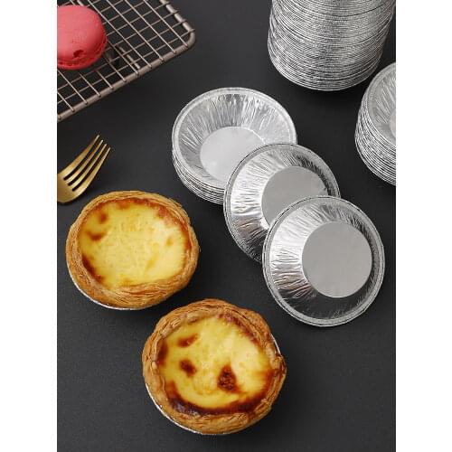 100PCs Disposable Aluminum Foil Baking Cups Egg Tart Pan Cupcake Case Tar Cake Mold