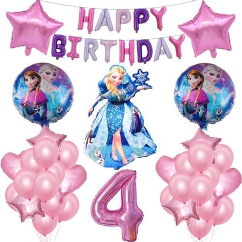 Elsa Disney Frozen Princess Helium Balloons 32inch Number Baby Shower Girl Hoil Globos Birthday Party Decorations Kids Toys