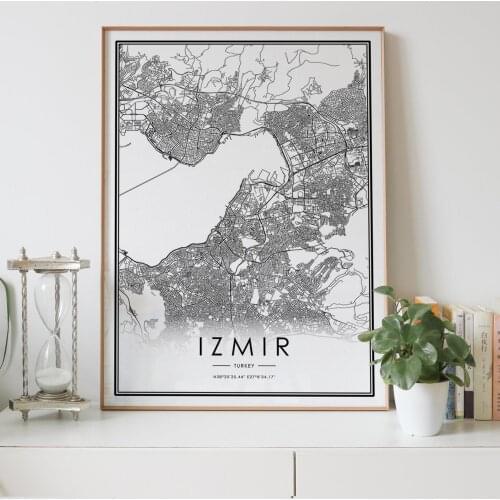 IZMIR city map Nordic Living Room Decoration Canvas Poster Modern Home Decor Art Print Painting
