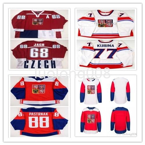 Team Czech republic Jaromir Jagr David Pastrnak Pavel Kubina Hockey Jersey Embroidery Stitched Customize any number and name