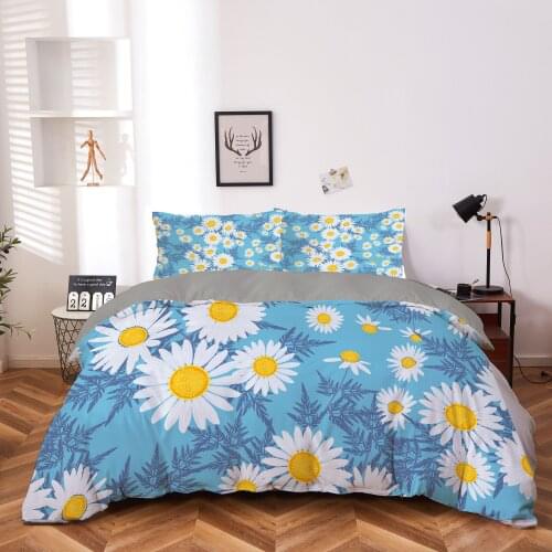 3D Duvet Cover Daisy Print Quilt Cover With Pillowcase 240x220 Queen King Size 2/3pcs Flowers Home Textiles Bedding Set