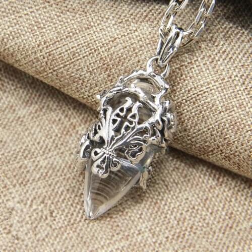 Genuine GV Rose White Crystal Love Lily Cross Heral 925 Sterling Silver Female Pendant