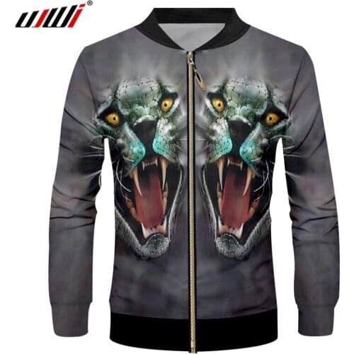 UJWI Zip Jacket Man New Fit Animal Coat 3D Printed Ferocious Cat Hip hop Large Size Costume Unisex Zipper Tops Wholesale