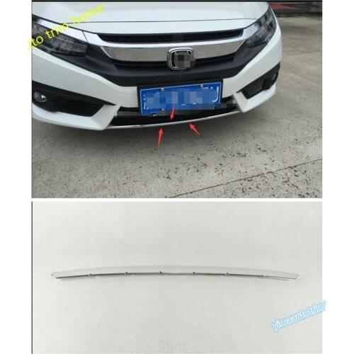 Lapetus Protection Kit For Honda Civic Sedan 2016 - 2019 ABS Chrome Front + Rear Lower Bumper Lid Cover Trim 2 Piece / Set