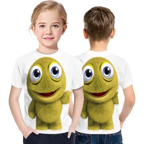 Summer European childrens casual T-shirt Monster 3D printed cotton breathable sports short sleeves from toddlers to older kid