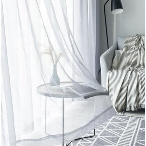 Multi color Tulle curtain for living room decoration modern Chiffon pure color muslin kitchen curtain