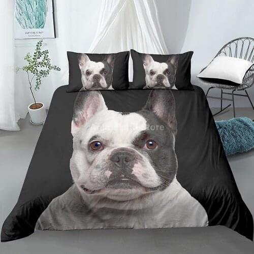 Fashion Pug Dog Bedding Set Lovely Animal 3D Print Comforter Luxury Duvet Cover Set Home Textile Decor Queen King Single Size