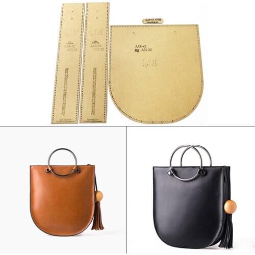 1Set DIY Personality Leather Party Hand Bag Acrylic Template Crossbody Bag Kraft Paper Pattern Handmade Sewing Template Supplies