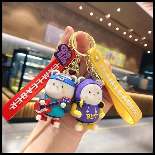 New Cute Creative Bear Keychain Men And Women Cartoon Three-Dimensional Ornaments Bag Pendant Key Chain Small Gifts