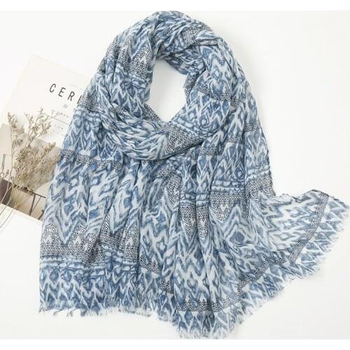 New Ladies Fashion Bohemian Wave Striped Viscose Scarf High Quality Print Shawls and Wraps Pashmina Stole Muslim Hijab 180*90Cm