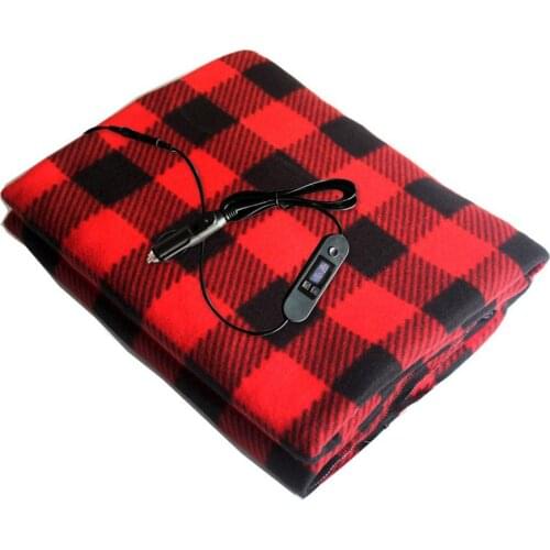 Car Heated Blanket 12V Electric Brushed Fleece 4 Levels Temperature Adjustment Timing Heater Warmer With LCD Screen Display