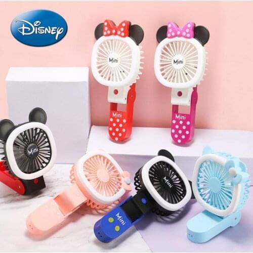 Disney Cartoon Mickey Handheld Small Fan Usb Rechargeable Student Small Portable Folding Large Wind Mini Fan