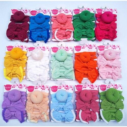 Baby girl headband sweet girl baby girl headband baby headband solid color three-piece suit newborn flower bow hair accessories