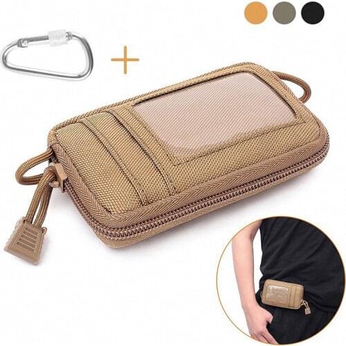1000D Nylon Tactical Waist Belt Bag Card Money Key Pack with Carabiner Outdoor Camping Hunting Bag EDC Military Fanny Pack