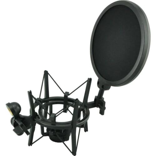 SH-100 Hot Sale Microphone Mic Professional Shock Mount with Pop Shield Filter Screen for long thread microphone