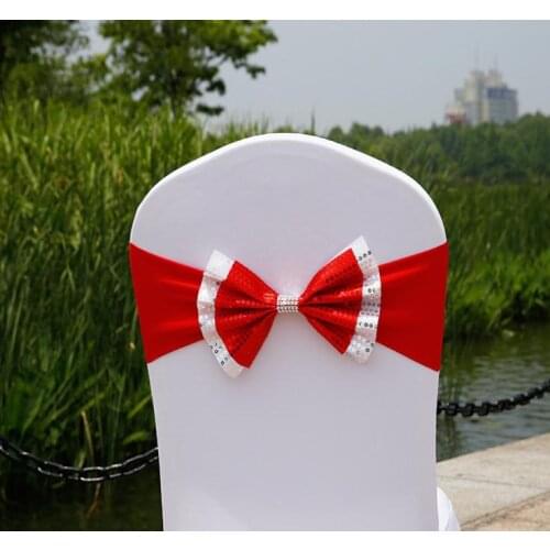 Wedding Chair Cover Sashes Elastic Spandex Chair Band Bow With Buckle for Weddings Event Party Accessories SN2418