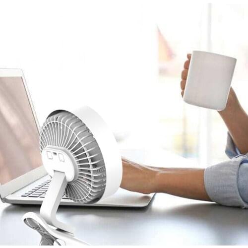4000mAh 8-Inch Clip on Fan 3Speeds Fast Air Circulating USB Fan, Sturdy Clamp Portable With LED Warm Lamp 360° Rotation