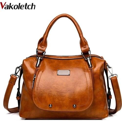 High Quality Oil Wax Leather Ladies Crossbody Bag Brand Shoulder Bags For Women Retro Women Handbag Designer Women Bag KL596