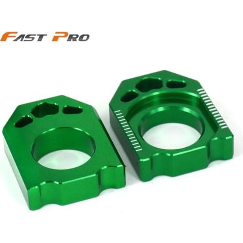 Motorcycle CNC Rear Chain Adjuster Axle Block For KAWASAKI KX125 250 2003-08 KX250F 2004-2016 KX450F 2006-2016 KLX450R 2008-2015