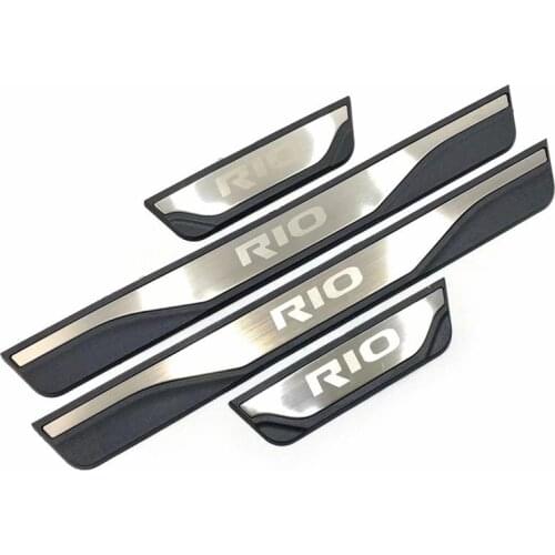 For KIA RIO 3 Door Sill Scuff Plate Guards Door Sills Protector For 2017 2018 2019 KIA Rio 4 x-line Car-styling Accessories