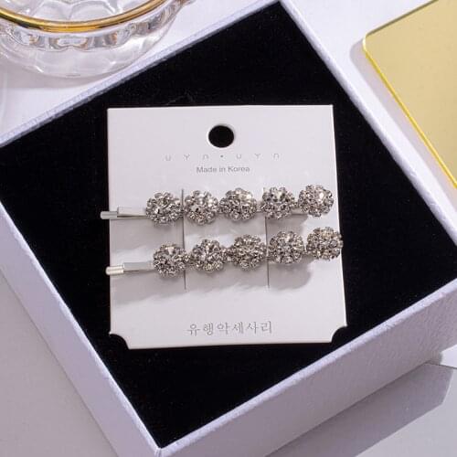 1Pc Shining Flowers Hairpins Crystal Shiny Geometric Rhinestones Hair Clips Women Styling Tool Hairgrip Diamond Hair Accessories