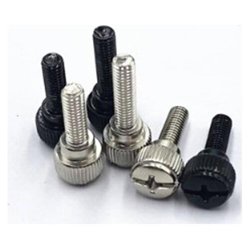 10-20pcs M3 M4 M5 M6 Steel with black zinc or nickel plated Knurling step Thumb Screw Hand Tighten Computer case Screws